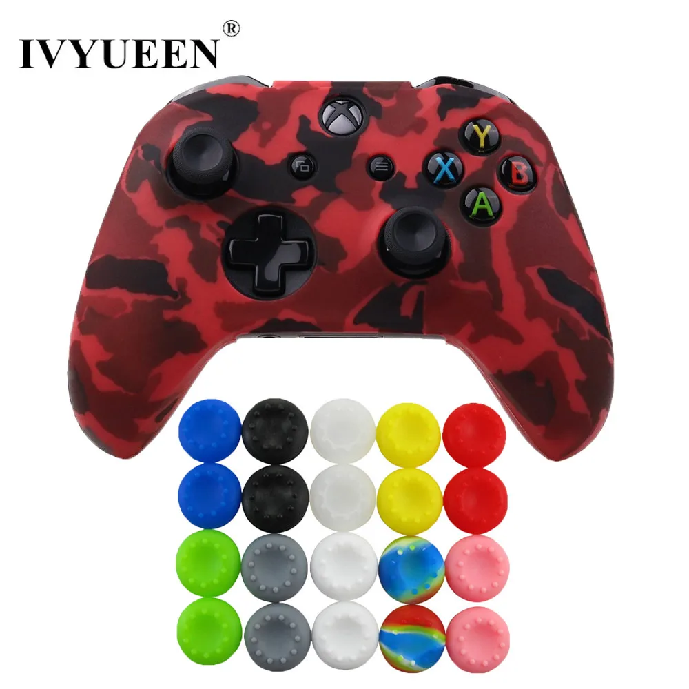 Силиконовый защитный чехол IVYUEEN для XBox One X S, защитный камуфляжный чехол с 20 захватами - Цвет: Red Camo