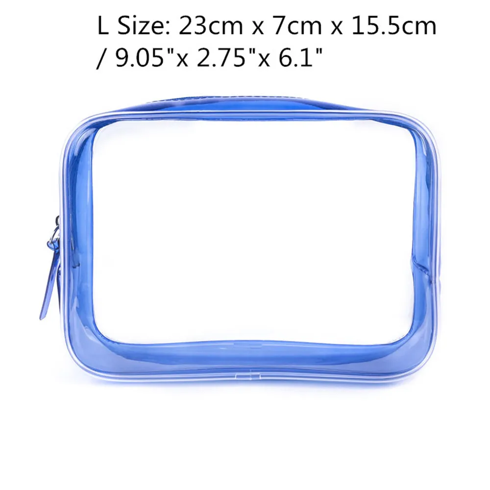 Blue Size L DEZEMIN прозрачные косметички прозрачные сумки с двойной застежкой-молнией для хранения 3 размеров - Цвет: Blue Size L