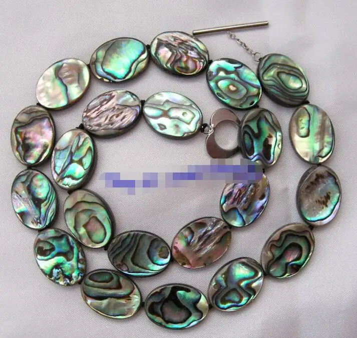

Beautiful big 18 mm baroque green shell pearl necklace