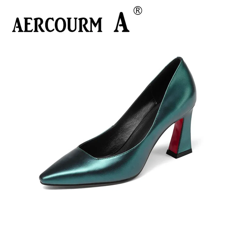 зеленый натуральной кожи Aercourm A 2018 г. Для женщин шелковой поверхностью обувь