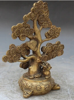 Бесплатный Китайский Бронзовый феншуй Бикси зверей pipiu Lucky Tree деньги статуя | Дом