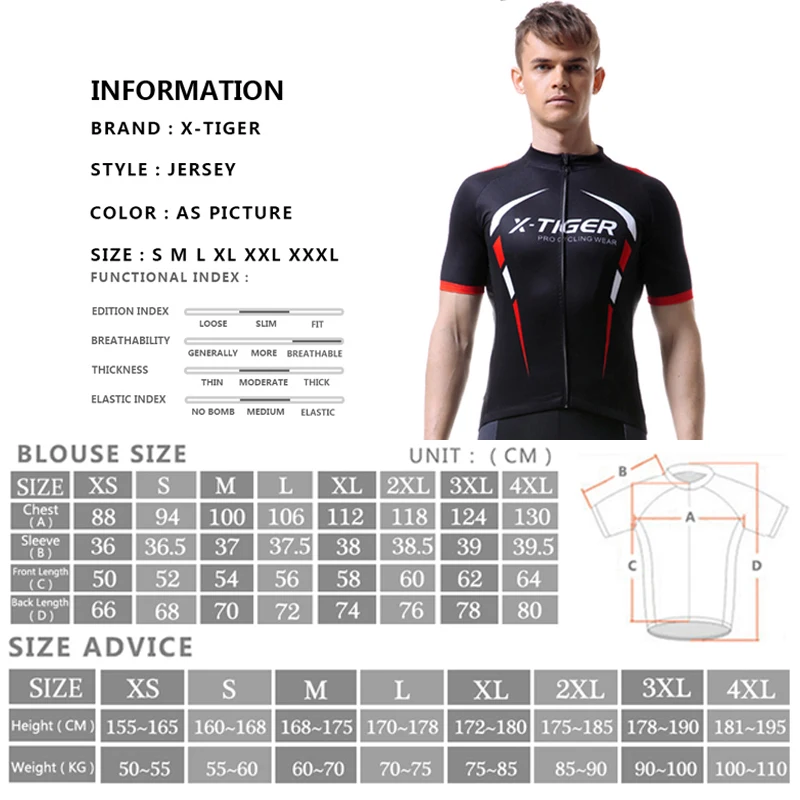 X-TIGERAnti-UV Summer Cycling Clothing 100% Polyester Sportswears Jersey MTB Bicycle Racing Bike Clothes | Спорт и развлечения