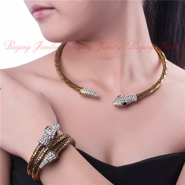 Винтаж подарок ювелирные изделия 9 Цвета 2 стиля себе змея Мода цепи кристалл