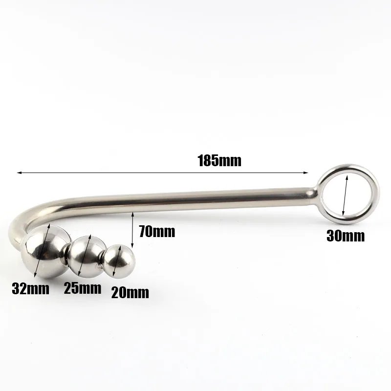 BEEGER Beaded Anal Hook Top Quality Stainless Steel with 3 balls Metal Plug hook | Красота и здоровье