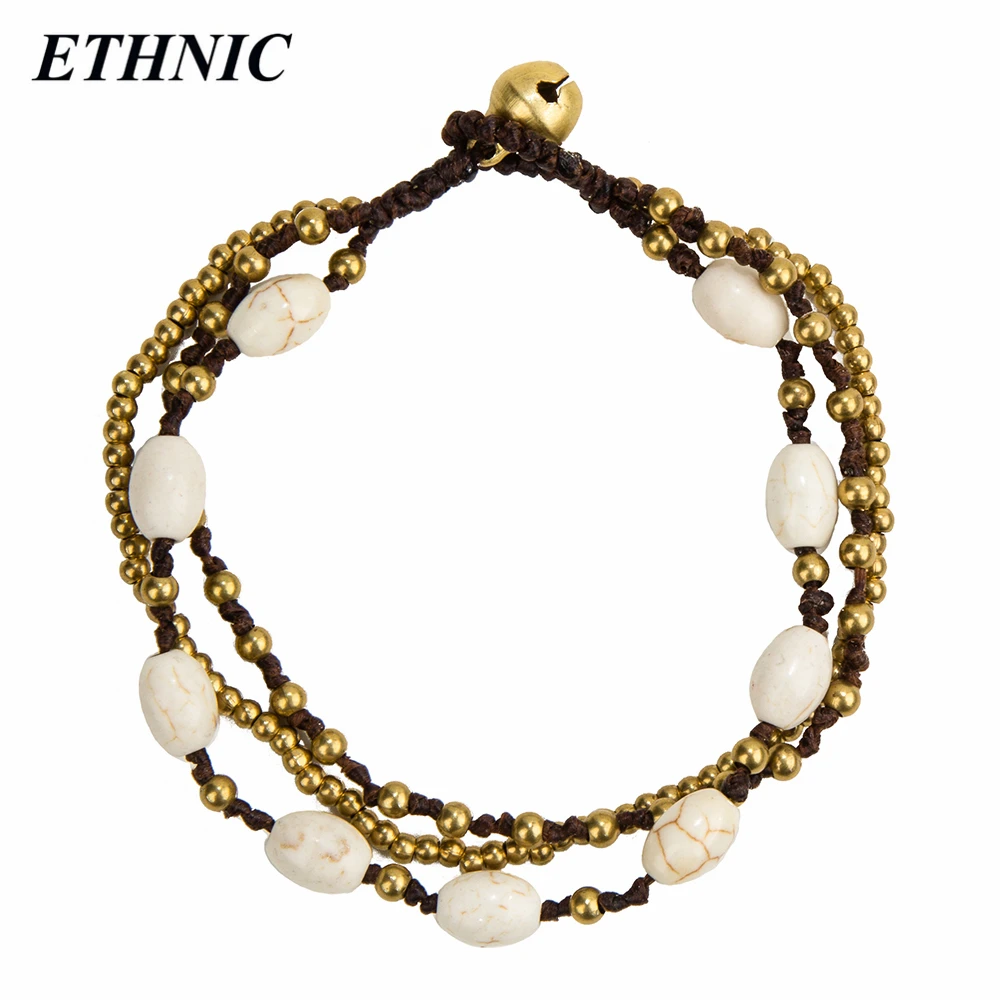 

ETHNIC Brand Boho Retro Green Oval Shaped Beads Multilayer Chain Charm Bracelets for Women Fashion A Bracelet Wholesales