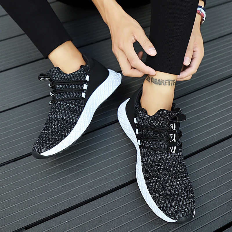 Новинка 2019 дышащие повседневные мужские кроссовки модные на шнуровке