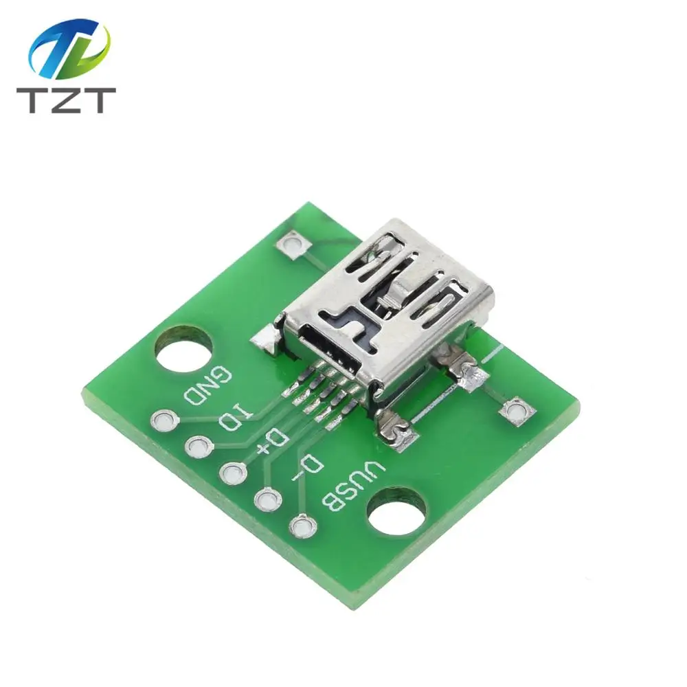 TZT MINI MICRO USB Для DIP адаптера/USB разъем 2,54 мм 5pin Женский Разъем b Тип USB2.0 Женский PCB конвертер USB-01 - Цвет: MINI USB