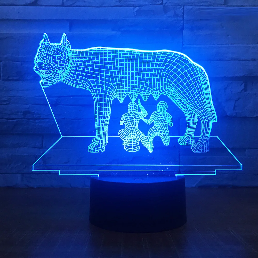 Животные собаки 3D светодиодные фонари корова/Бульдог/мопс/Американский бык