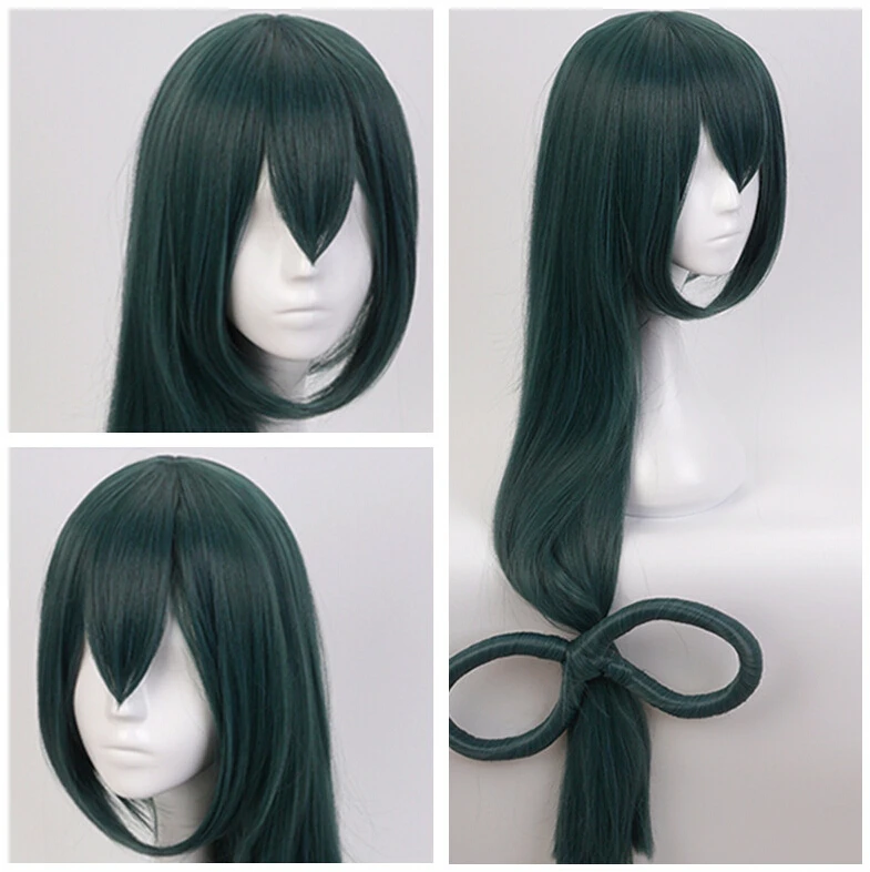 Косплей парик My Hero academic Boku no Asui Tsuyu украшение для волос девочки Atrovirens длинные