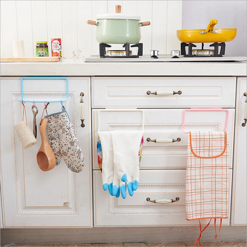 1PC Kitchen Towel Hanging Rack Holder Rail Organizer Free Nail Over Door Back Bathroom Cabinet Cupboard Hanger | Дом и сад