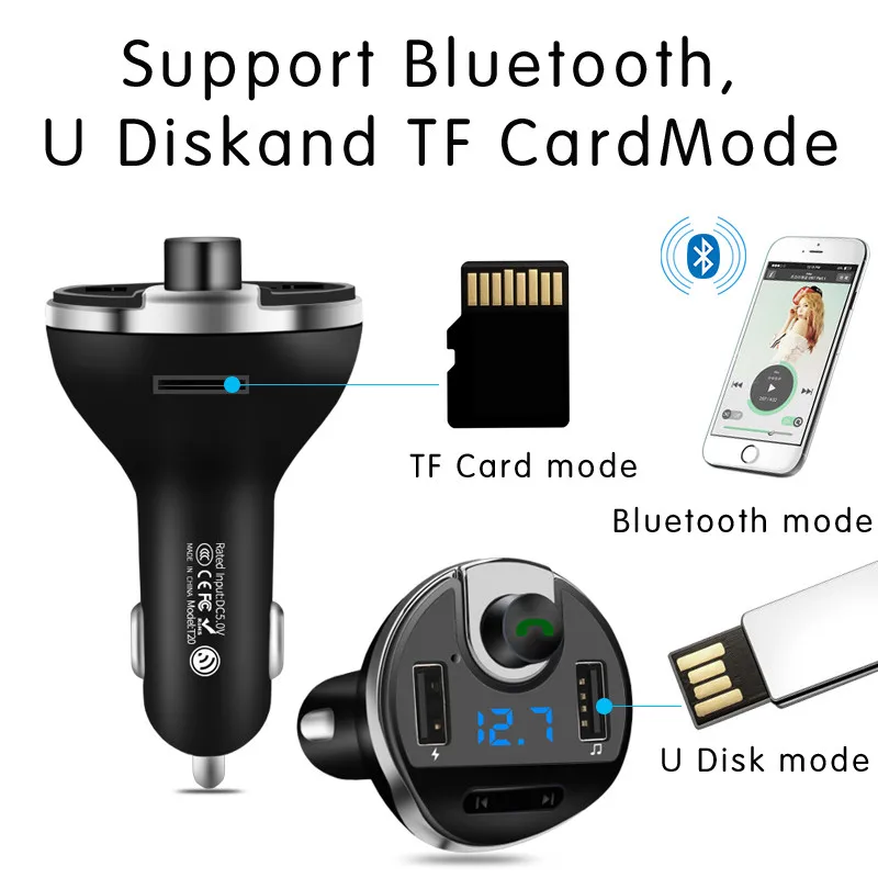 Автомобильный MP3 аудио плеер JINSERTA Bluetooth FM передатчик беспроводной модулятор