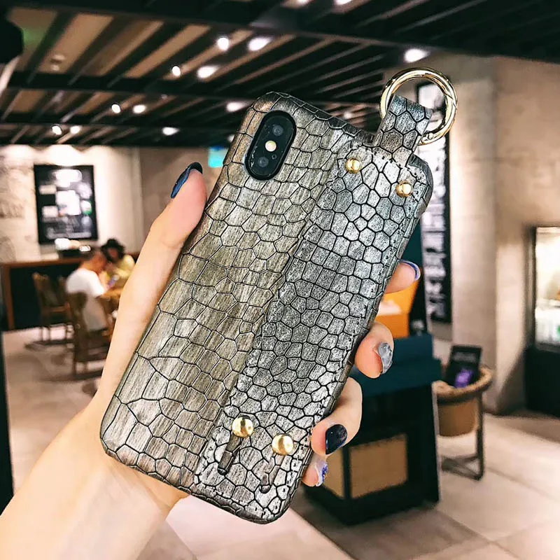 С узором «крокодиловая кожа» из искусственной кожи чехол для huawei P9 P10 P20 Nova 3 3e 2s 2 рlus Honor 8 10 V9 V10 Коврики 9 10 Pro крышка с ремешок на запястье - Цвет: Gray