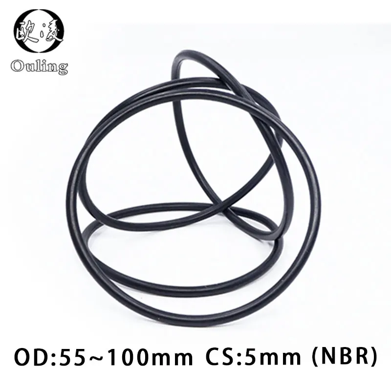 10 шт./лот резиновое кольцо NBR уплотнительное CS5mm OD55/60/65/70/75/80/85/90/95/100 мм Нитриловое