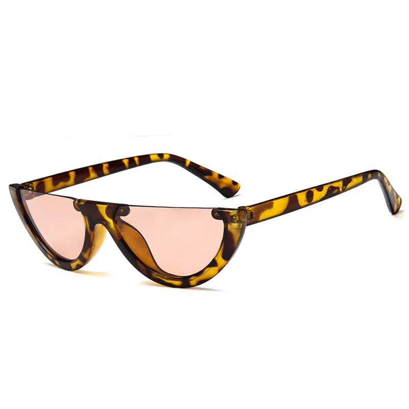 Leopard print Tea Iboode, Ретро стиль, кошачий глаз, солнцезащитные очки для женщин, хипстеры, полуоправа, солнцезащитные очки, винтажные, оттенки, прозрачная оправа, Oculos для женщин - Цвет линз: Leopard print Tea