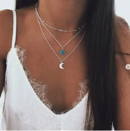 B014 2019 металлическое модное красивое популярное трехслойное ожерелье с