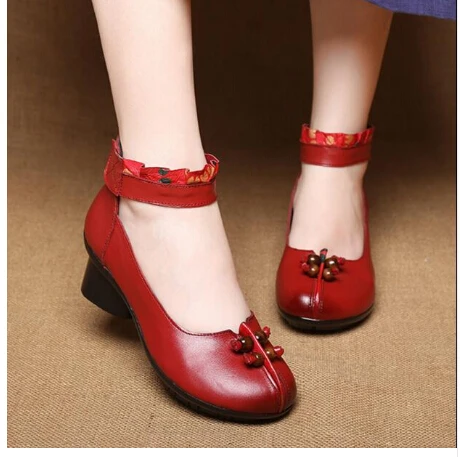 RUSHIMAN Shoes Woman 100% Genuine Leather Women Pumps Lady Round Toe Platform Shallow Mouth Size 35-41 | Обувь