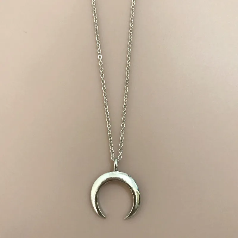 Женское Ожерелье с кулоном в виде полумесяца X87 серебряное золотое|moon pendant
