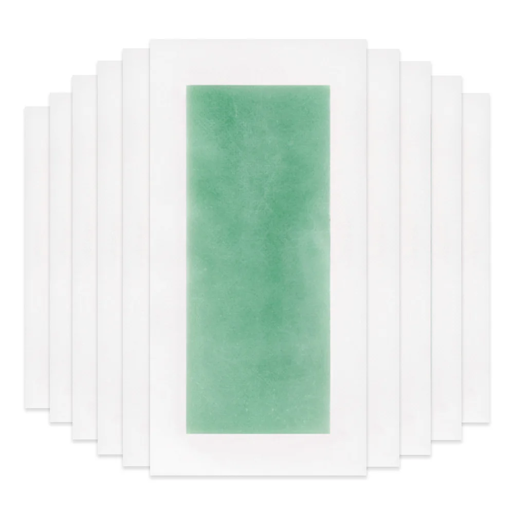 green large 10pairs BREYLEE Машинка для удаления волос, восковые полоски, бумага большого размера для лица, бороды, тела, профессиональная машинка для удаления волос, двухсторонняя лента, 20 шт = 10 листов - Цвет: green large 10pairs