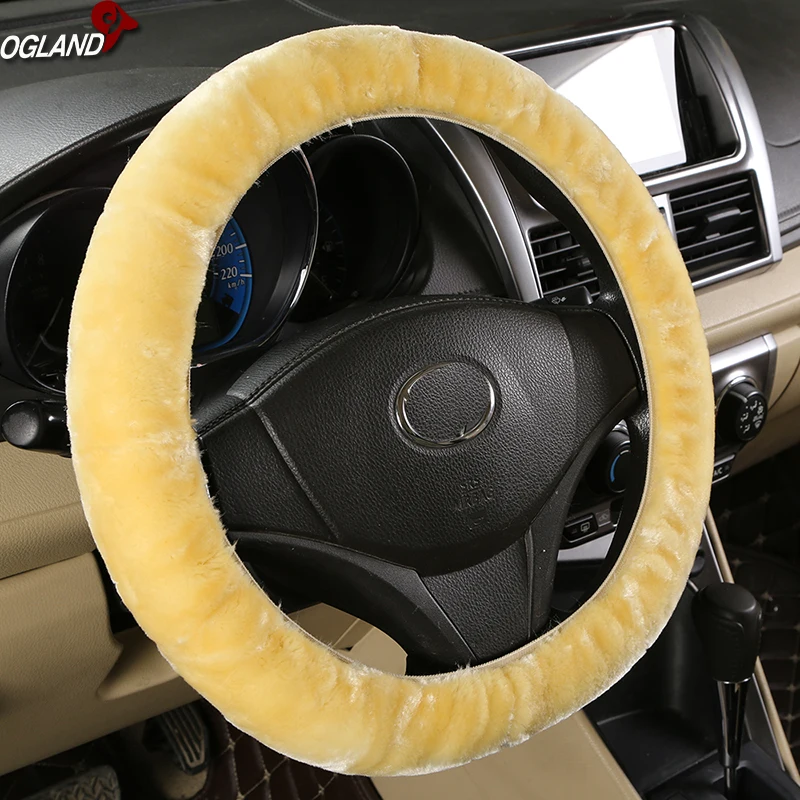 Hotsale Classic Pretty Faux Wool Shrink Car Styling Steering Wheel Covers for Fluffy Color Auto Parts Handle | Автомобили и
