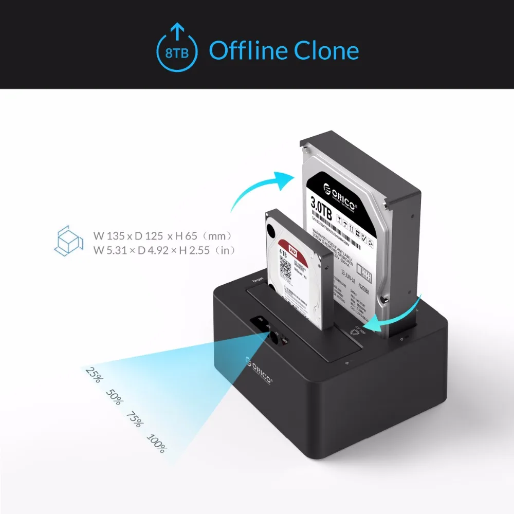 ORICO Dual Bay SATA к USB 3 0 внешняя док станция для жесткого диска 2 5/3 5 hdd с функцией