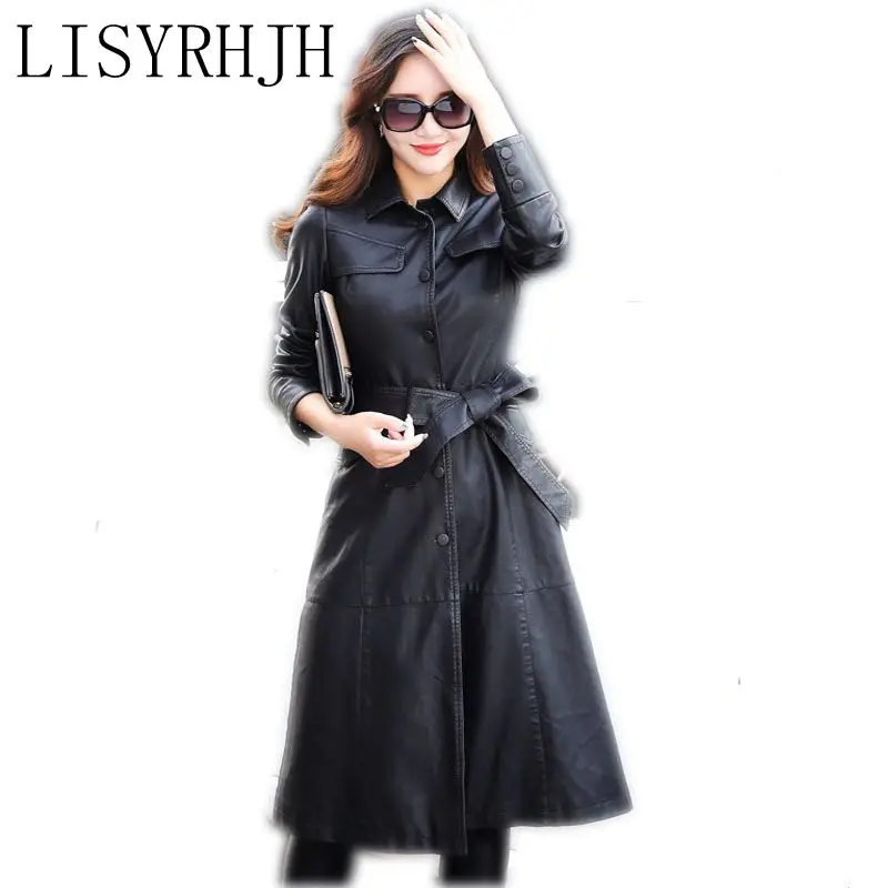 

Free Delivery 2020 New Autumn Women Leather Jackets With Ladies Long Trench Coats Faux Leather Female Outfits Windbreaker