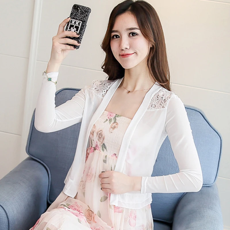 MLXSLKY кружевная Маленькая шаль летний короткий тонкий кардиган одежда для защиты