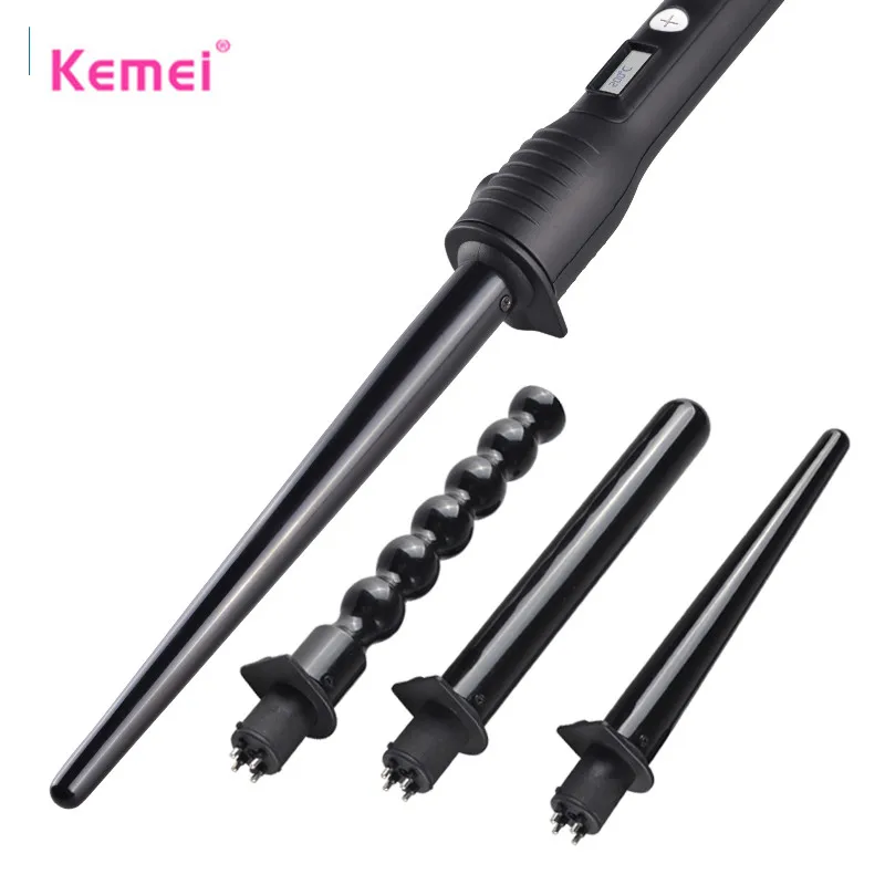Щипцы Kemei Pro для завивки волос 5 сменных деталей ЖК дисплей температуры