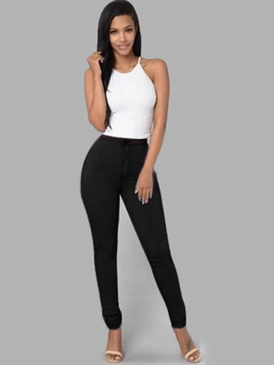 

2018 women black jeans pant slim stretch Sexy Waist Fashion Feet Pencil Pants Bottom Jeans