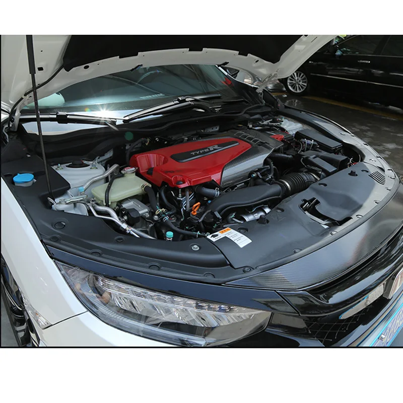 2 шт. для Honda Civic 10th Gen двигатель Bay боковые панельные крышки L+ R черная крышка двигателя крышка части углеродного волокна