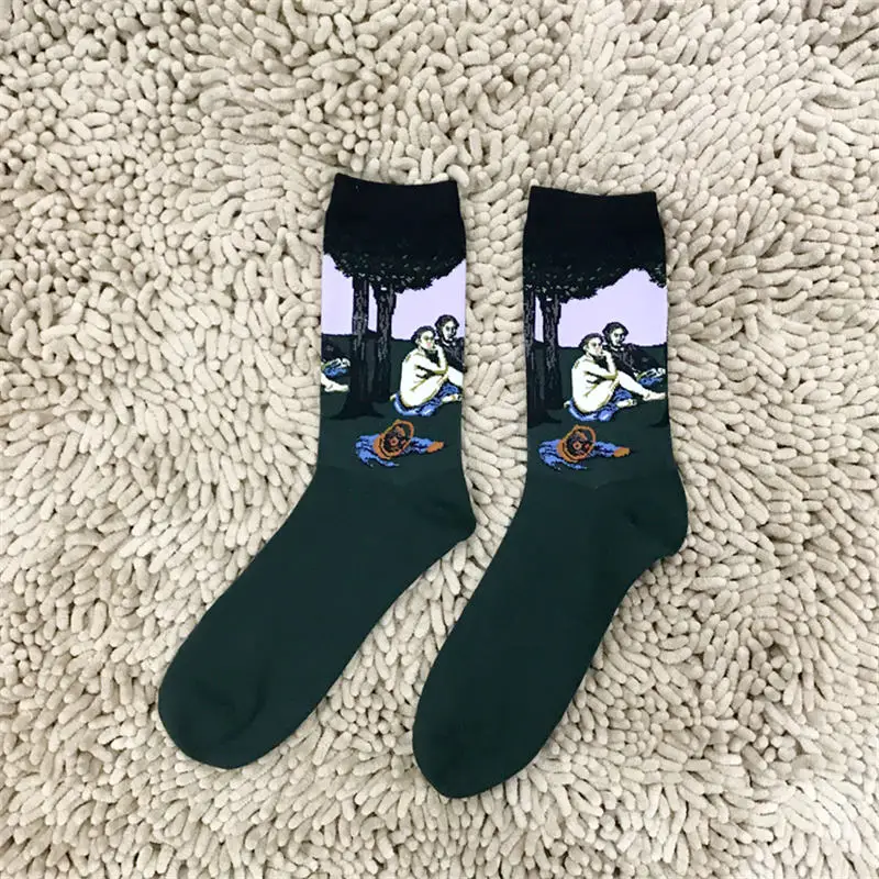 50224 Moda Socmark счастливые мужские носки смешное искусство платье носки цвет много мужские летние модные носки набор с принтом Ван Гог искусство носки - Цвет: 50224