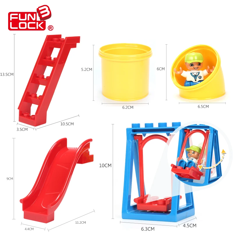 Детский конструктор Funlock Duplo набор строительных блоков с ферровыми колесами