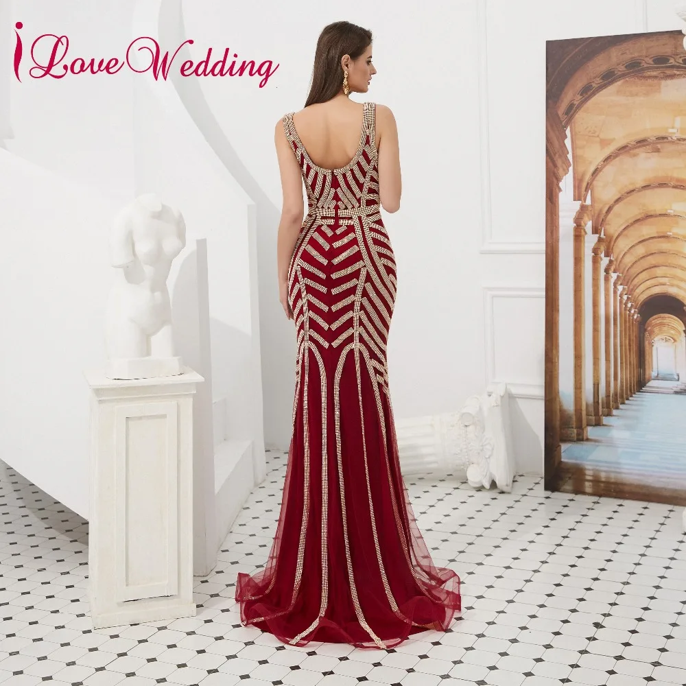 ILoveWedding Великолепная V образным вырезом выходные платья без рукавов платье де
