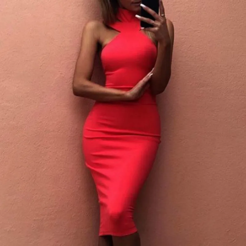 Hirigin женские повязки Bodycon Висячие шеи без рукавов вечерние коктейльные Короткие