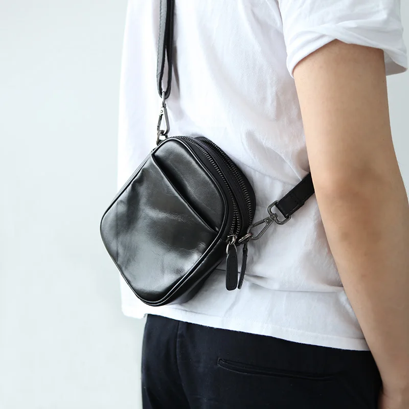 LANSPACE мужская кожаная сумка на мобильный телефон через плечо из натуральной кожи