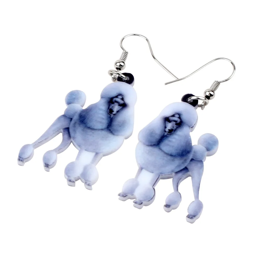 Bonsny Acrylic Elegant Fluffy Poodle Dog Earrings Big Long Dangle Drop Gift for Women Girls Ladies Teens Fashion Animal Jewelry | Украшения