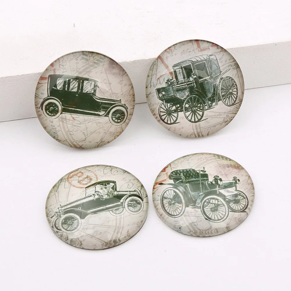 12 шт. винтажные круглые стеклянные кабошоны с фотографией автомобиля 30 мм|jewelry