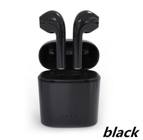 black with charger Наушники-вкладыши для I7 i7s tws Bluetooth наушники гарнитура Беспроводные наушники с микрофоном с зарядной коробкой можно выбрать - Цвет: black with charger