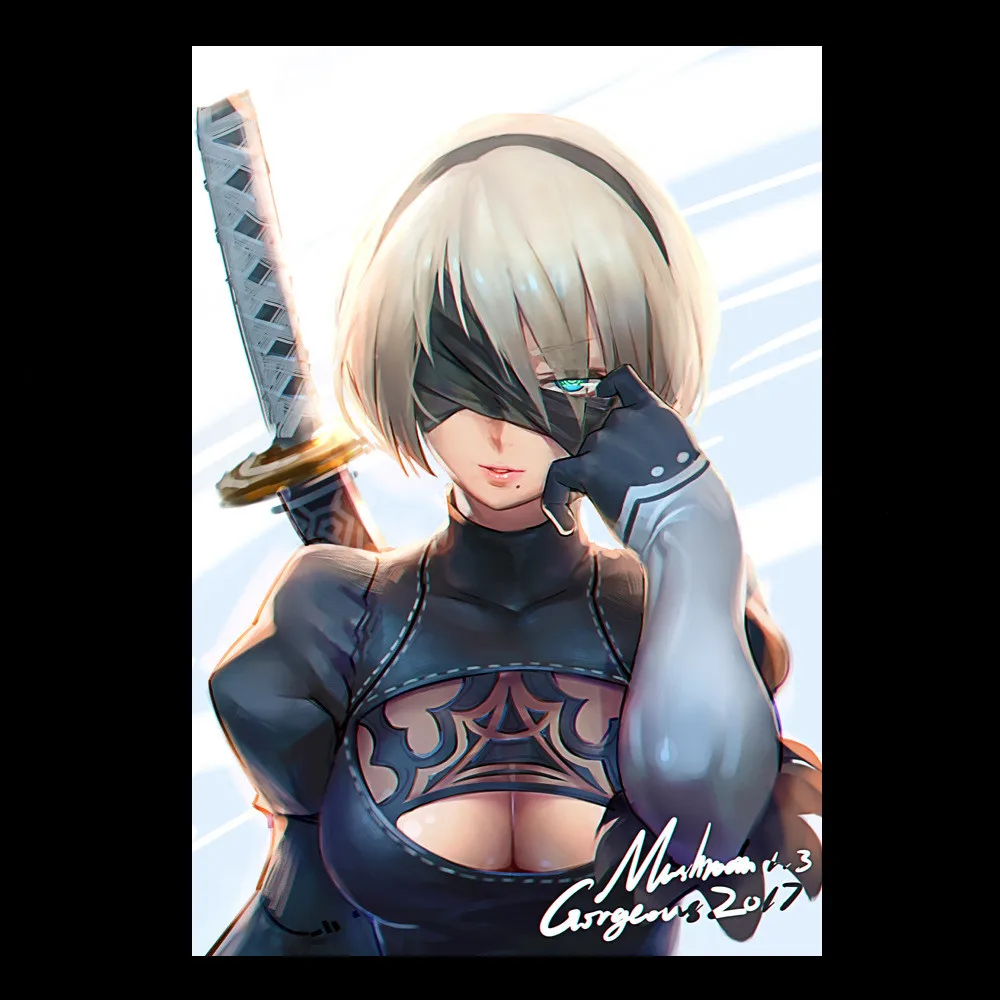 8 шт./лот NieR: Automata NieR 2B игрушки плакаты стикеры Настенные картины Йорга № 2 Тип B Размер плаката: 42 см x 29 см