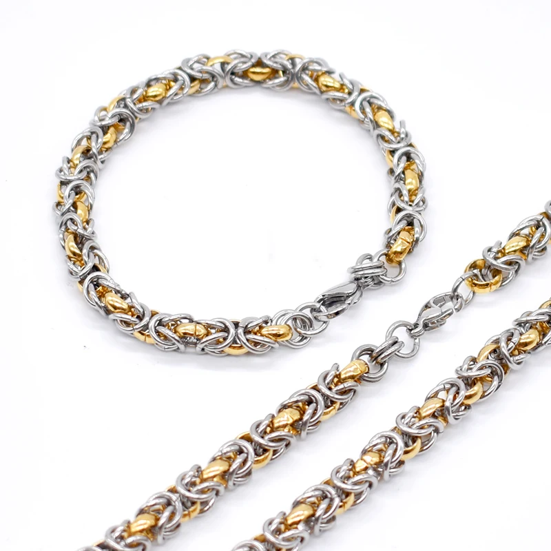 Мужской набор украшений AMUMIU подарочный из звеньев цепи и браслета нержавеющей