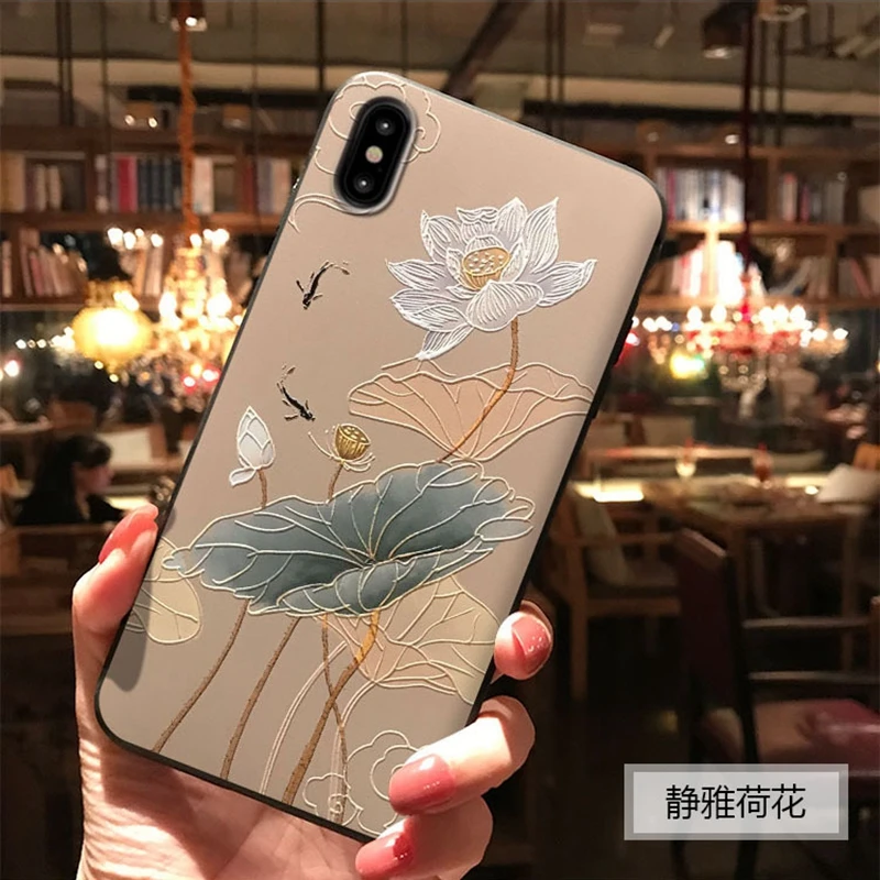 Чехол-накладка для iPhone XR XS Max 6 S 7 8 Plus 10 Lotus Orchid Literary Woman Capa телефона | Мобильные