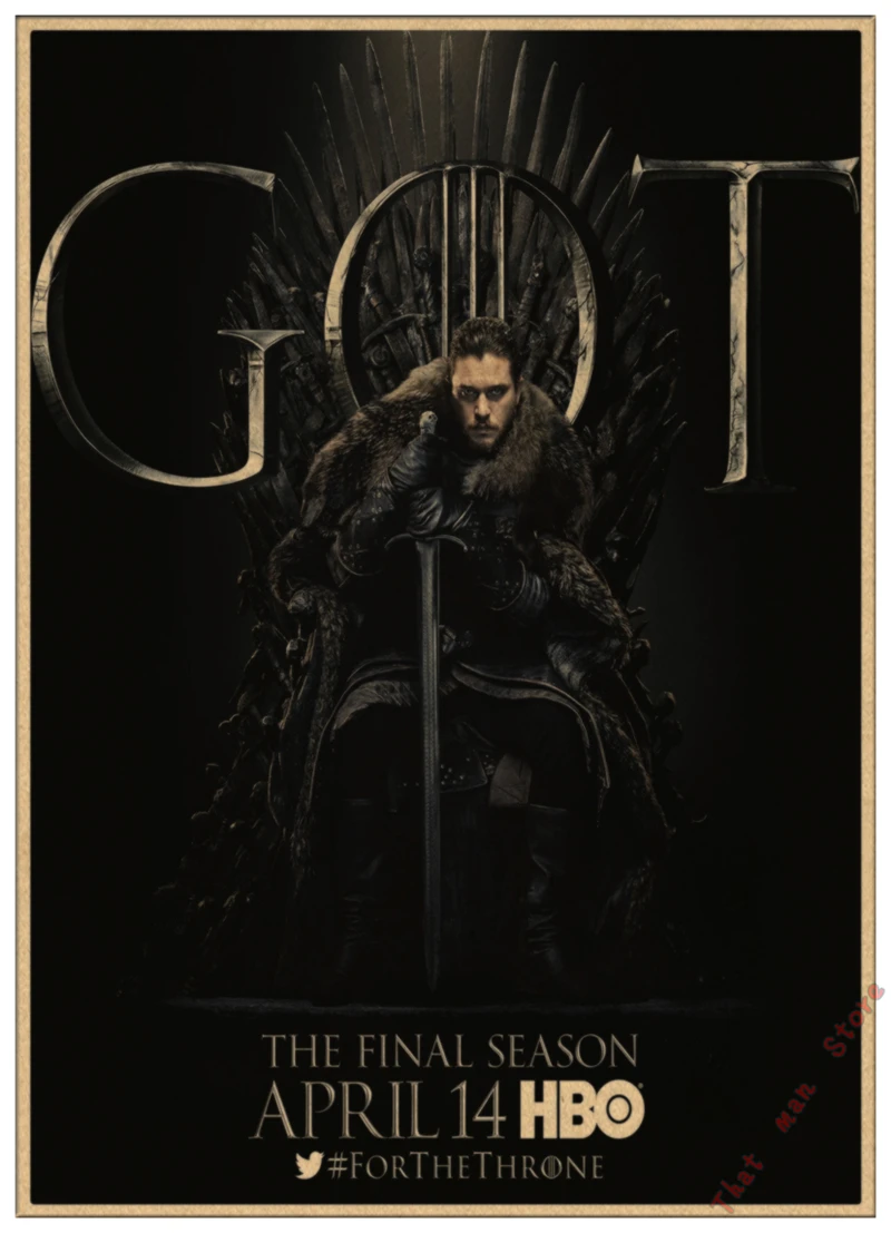 Игра трона GOT Сезон 8 Джон Сноу постер фильмов в стиле винтаж для дома гостиной спальни настенный Декор печатная Картина Настенная живопись