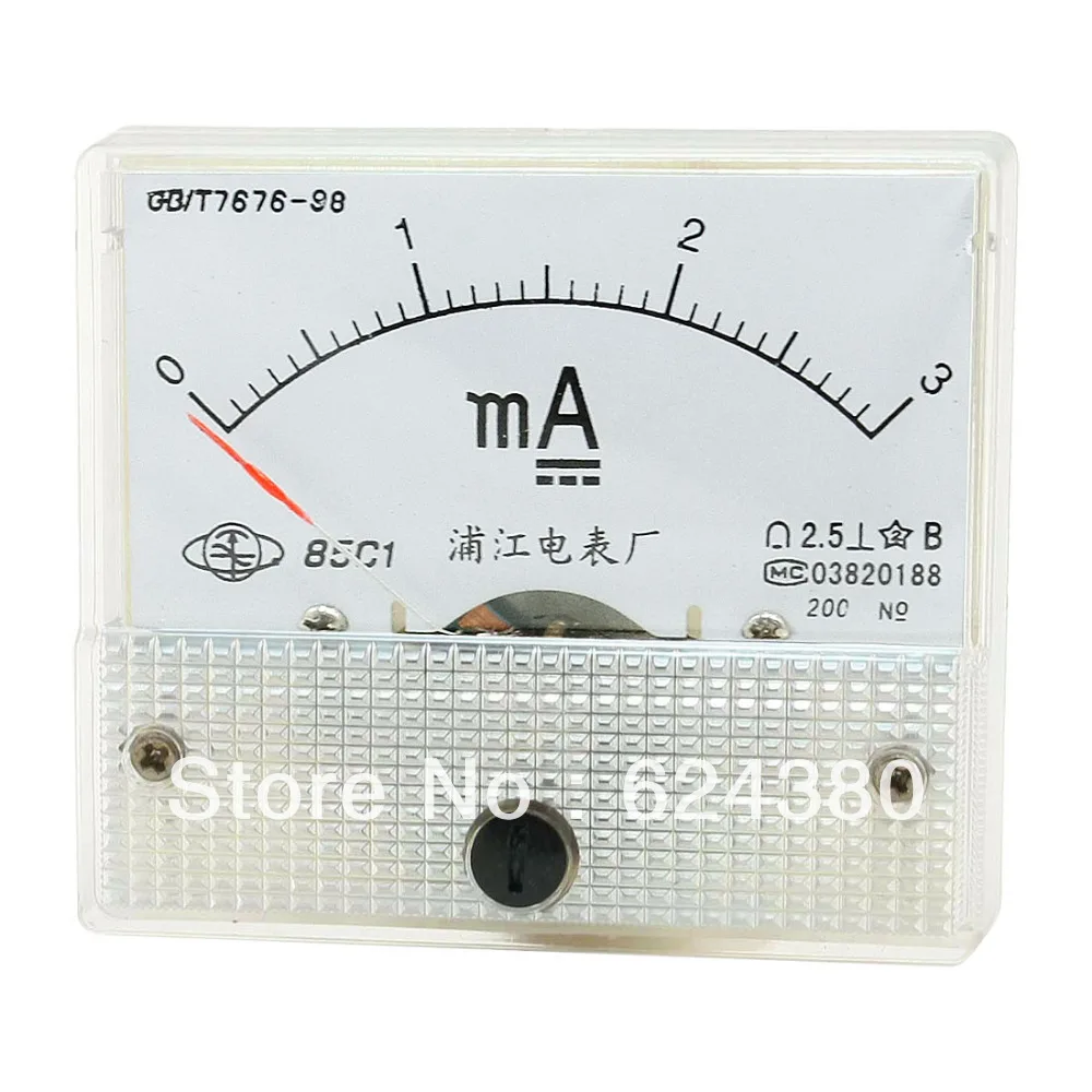 Аналоговый панельный амперметр DC 0 3mA 1mA 5mA 10mA 20mA 30mA 50mA 100mA 200mA 300mA 500mA 85C1|current meter|current