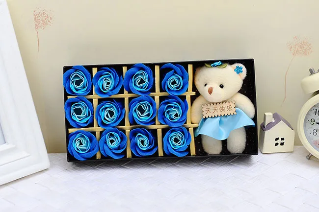 Romantic Rose Flower Bear Doll Decorative Flowers Bubble Bath Petals Wedding Birthday Valentine's Day Gifts For Women Girlfriend | Дом и