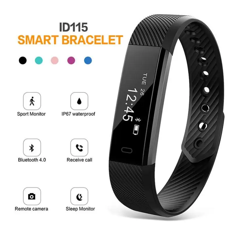 ID115 Fitness Bracelet Tracker Pedometer Smart Band Activity Sleep Monitor For IOS Android | Электроника