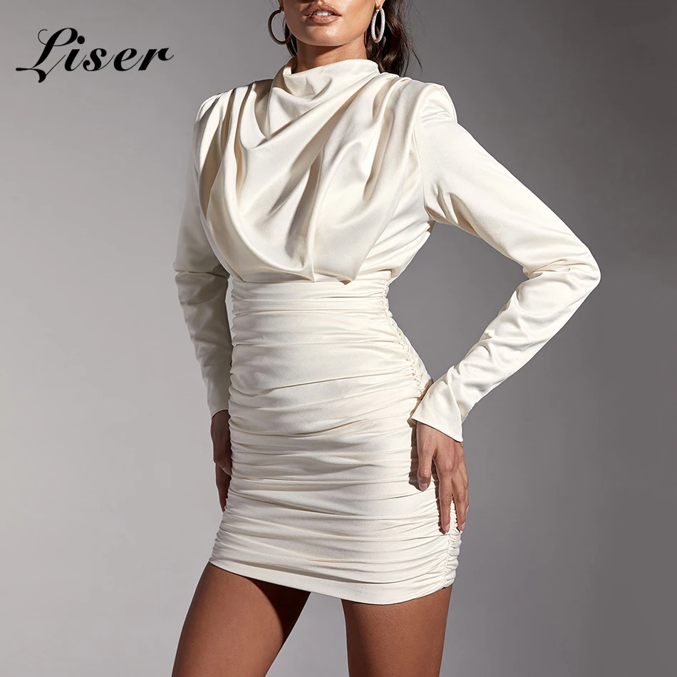Liser 2019 Новое весеннее женское платье с высоким воротом сексуальное обтягивающее