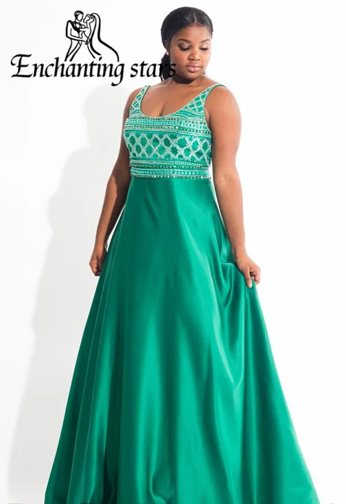 2017 Бисером Воротник Плюс Размер Вечерние Платья Scoop Декольте Молния Назад