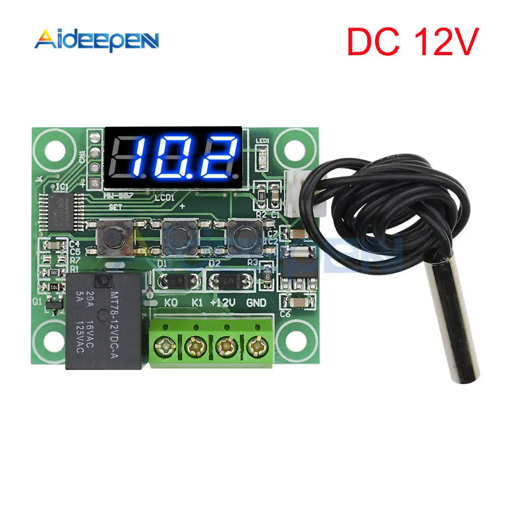 W1209 DC 12 В AC 110-220 В термостат регулятор температуры инкубационный переключатель температура отопления охлаждения термомодуль красный синий зеленый белый - Цвет: DC 12V Blue