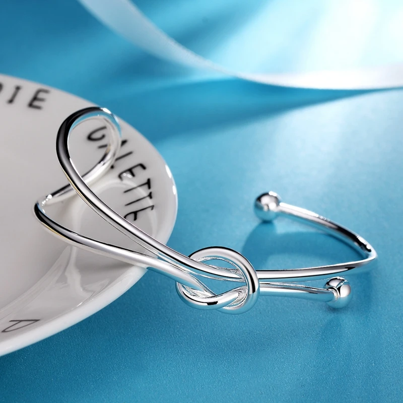 LSB289 New Fashion Silver Knot Open Adjustable Thin Bracelet &amp Bangle Women Jewelry Hot Female Gift Simple Designer Bijoux Items |