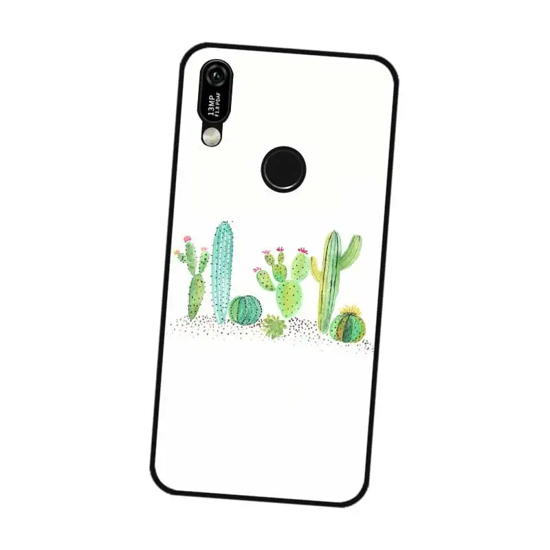 N277 Cactus Wallpaper Black Silicone Case Cover For Huawei Y5 Y6 Y7 Y9 Prime Pro 2017 2018 2019 |