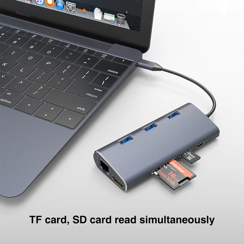 Тип usb C 4 k HDMI Gigabit Ethernet RJ45 Тип usb C USB 3,0 SD TF Card Reader PD разветвитель адаптер для ноутбука MacBook Air Pro
